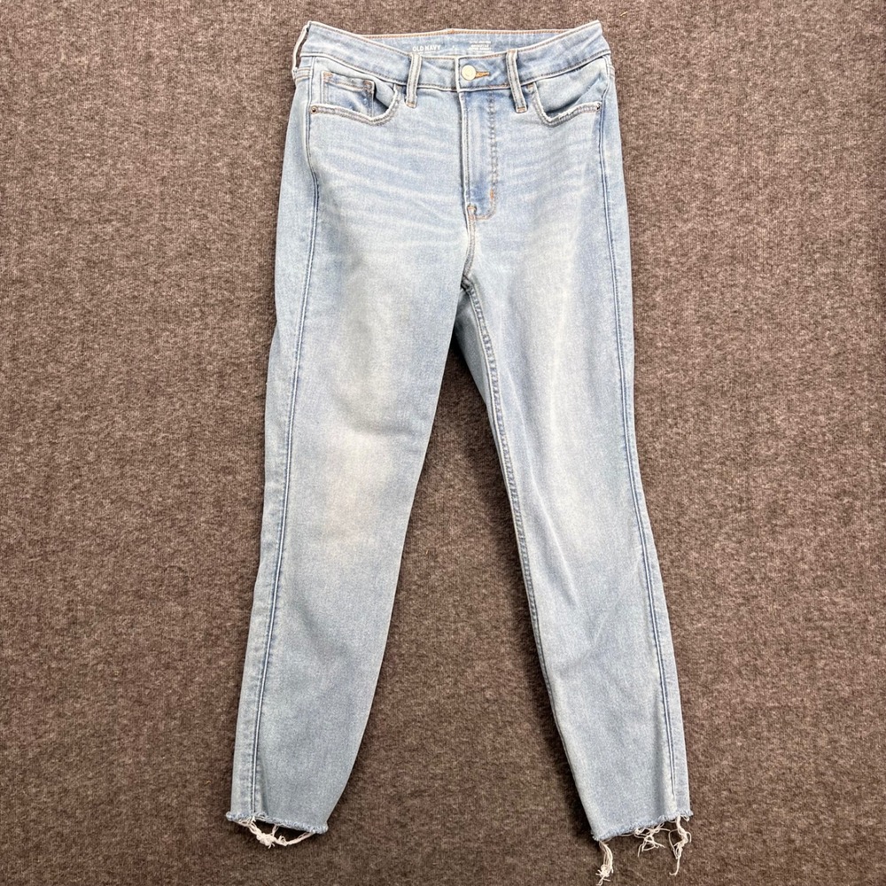 Old‎ Navy Rockstar Super Skinny Extra High Rise Light Wash Frayed Hem Jeans 8P